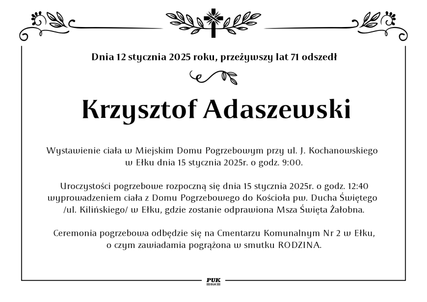 Krzysztof Adaszewski - nekrolog